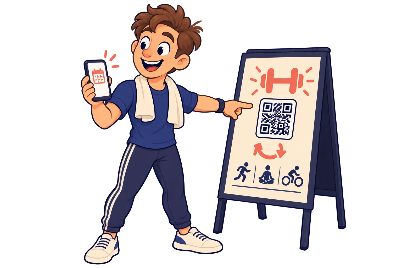 Nos cartazes internos. Atualize programas sazonais no mesmo QR impresso. Mantenha os anúncios úteis quando as atividades mudarem.