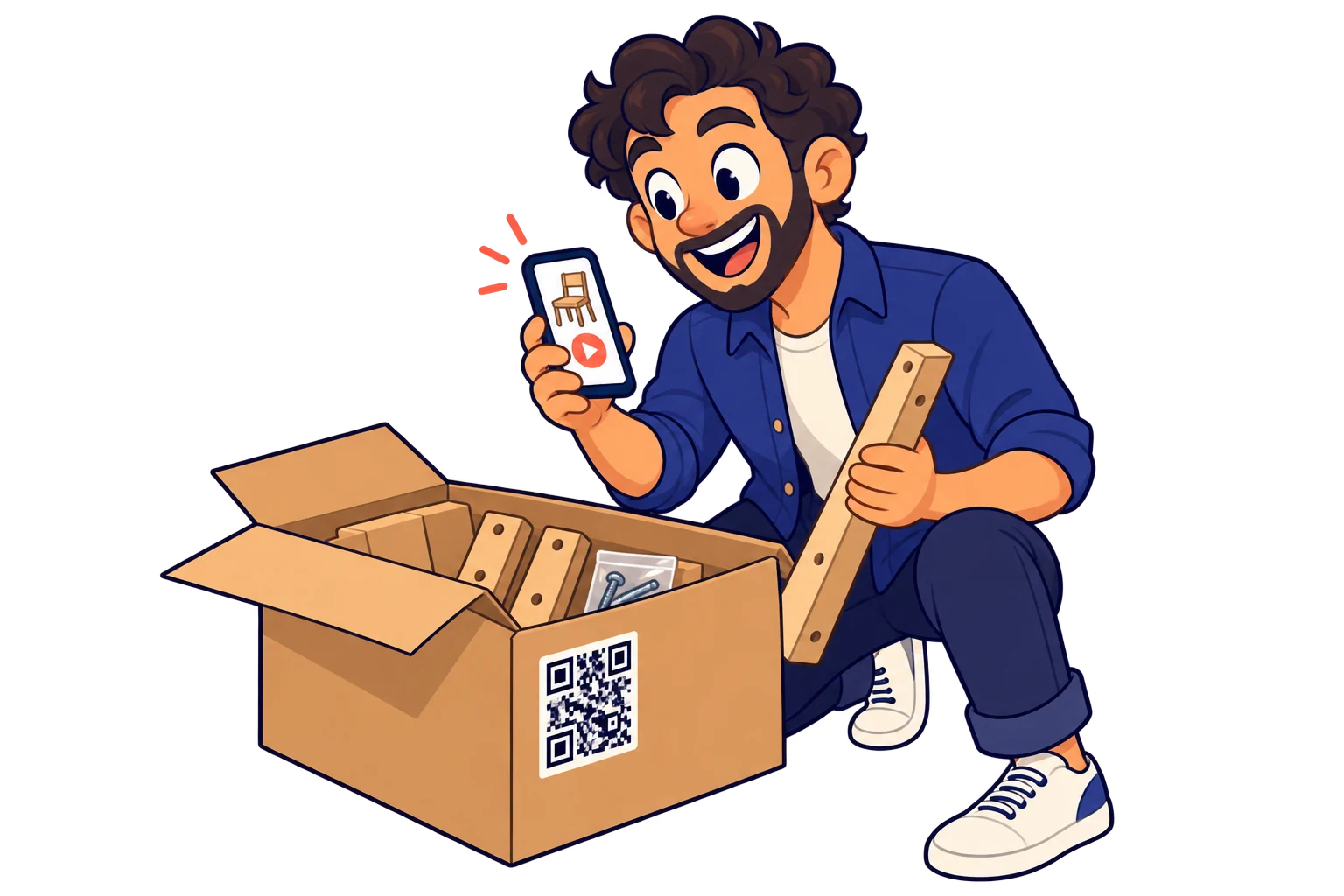 Inside the box. Link assembly videos and manuals to help customers get started with fewer support questions.