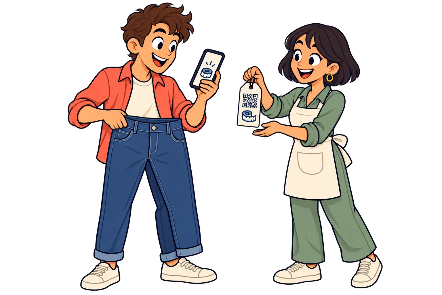 Antes de escolher o tamanho. Vincule o guia de tamanhos daquele modelo, com medidas da peça e dicas de caimento. Use um SmartLink por linha quando os cortes variarem, para o cliente encontrar o guia correto em vez de uma tabela genérica.