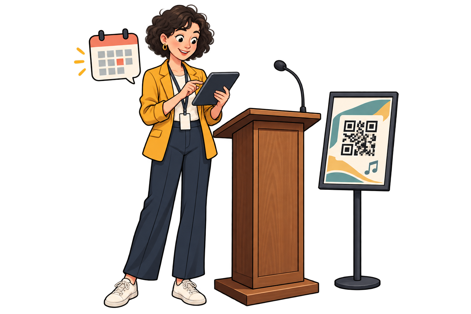 When the schedule changes. Keep the printed QR and point it to the latest programme. Review its activity to see which information points need a more visible reminder to scan.